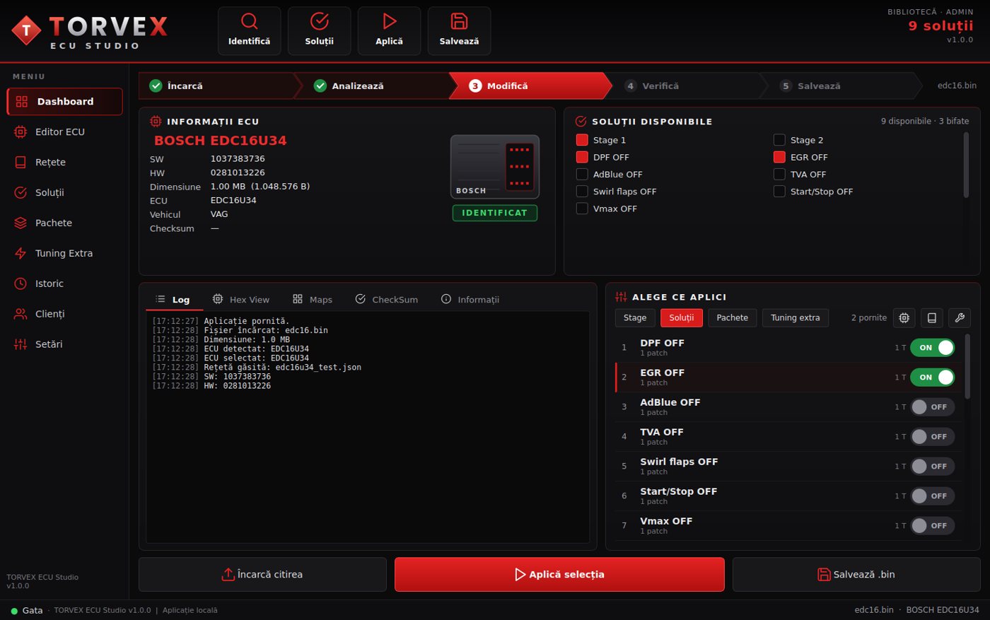 TORVEX ECU Studio – main screen