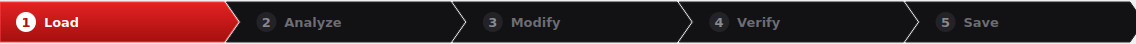 Progress bar: Load, Analyze, Modify, Verify, Save